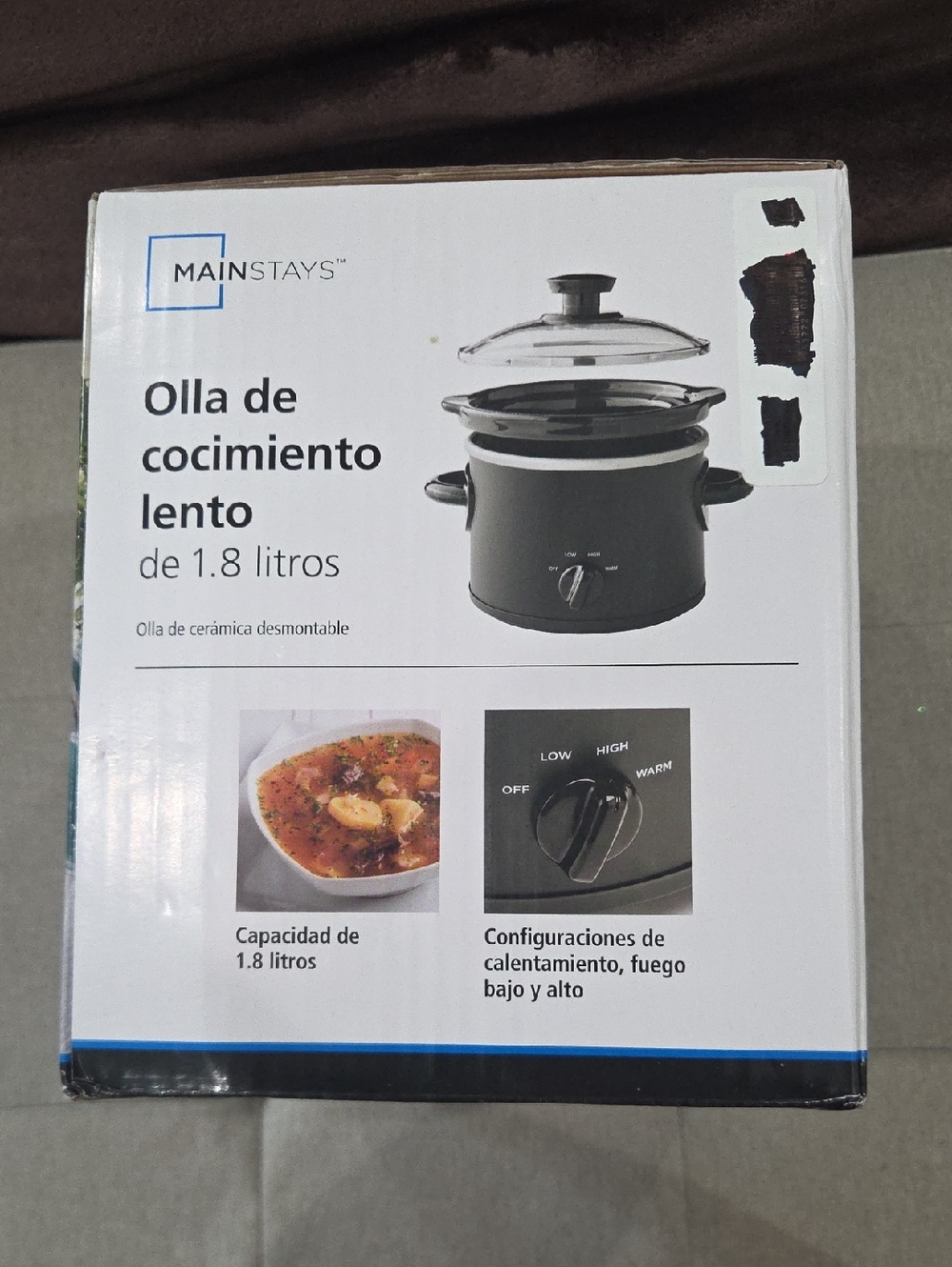 Mainstays Black 1.8L Slow Cooker with Glass Lid